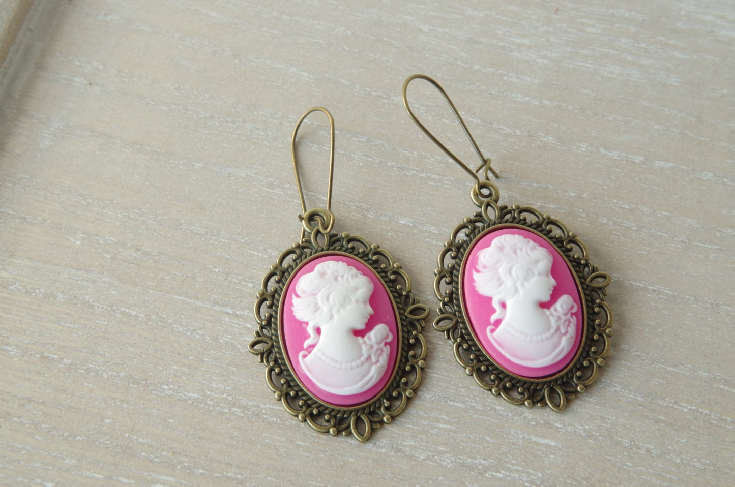 Pink Cameo Earrings Woman Portrait Cameo Jewelry Vintage earrings Lady Woman silhouette Cameo  Bridesmaid Gift for her Christmas gift