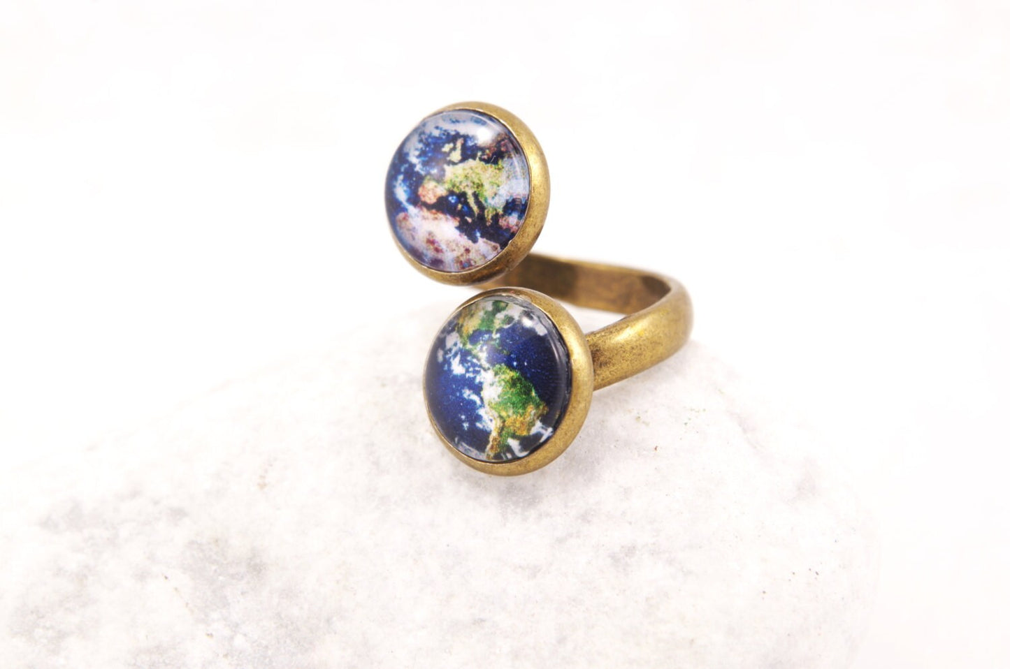 Map Ring World Map Statement Ring Map Earth Ring Galaxy Jewelry Double Adjustable Ring Space Ring Solar System Valentine day Gift for her