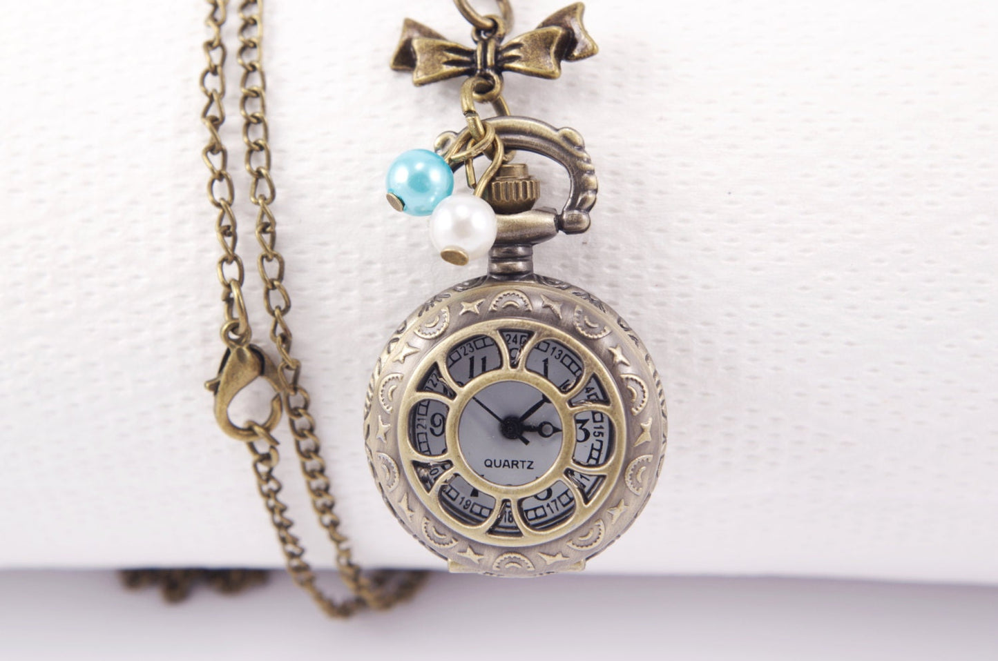 Pocket watch vintage necklace Antique bronze pocket watch chain Steampunk jewelry Personalized Pocket Watch Engraved Christmas gift for her