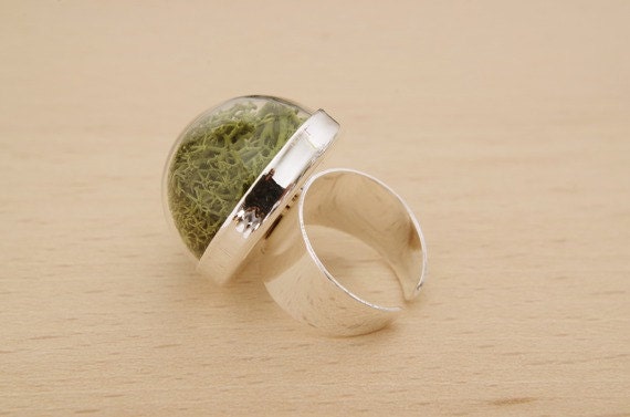 Moss terrarium ring terrarium ring natural moss nature rings real plant ring  forest jewelry nature rings moss jewelry Christmas gift idea