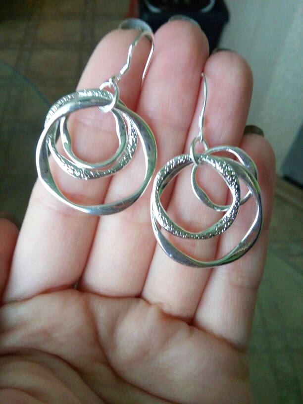 Circle dangle earring Triple circle jewelry Silver earrings Trendy earrings Wedding earrings Birthday gift Geometric Earrings Christmas gift