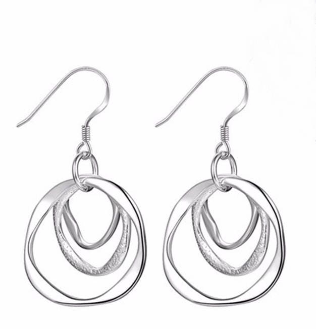 Circle dangle earring Triple circle jewelry Silver earrings Trendy earrings Wedding earrings Birthday gift Geometric Earrings Christmas gift