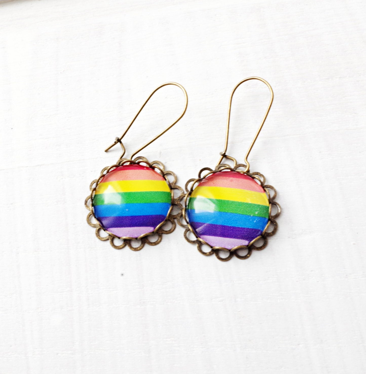 Rainbow stripe earrings Gay pride earrings Lesbian jewelry Gift for gay Rainbow earrings LGBT jewelry Gay Pride flag Colorful earrings