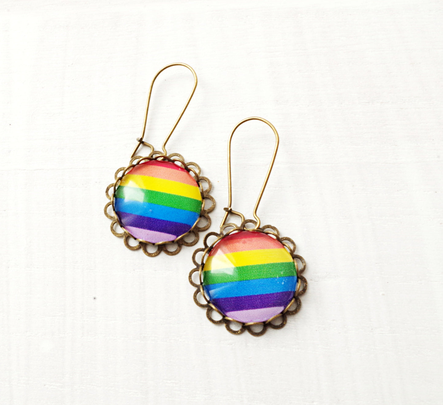 Rainbow stripe earrings Gay pride earrings Lesbian jewelry Gift for gay Rainbow earrings LGBT jewelry Gay Pride flag Colorful earrings