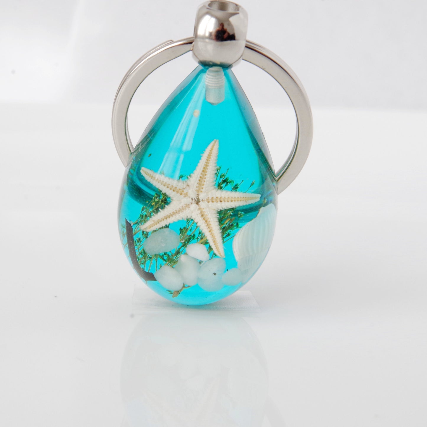 Keychain real starfish Sand and natural shells in resin Real plants Nature jewelry Gift for teacher Gift for girlfriend Gift for man