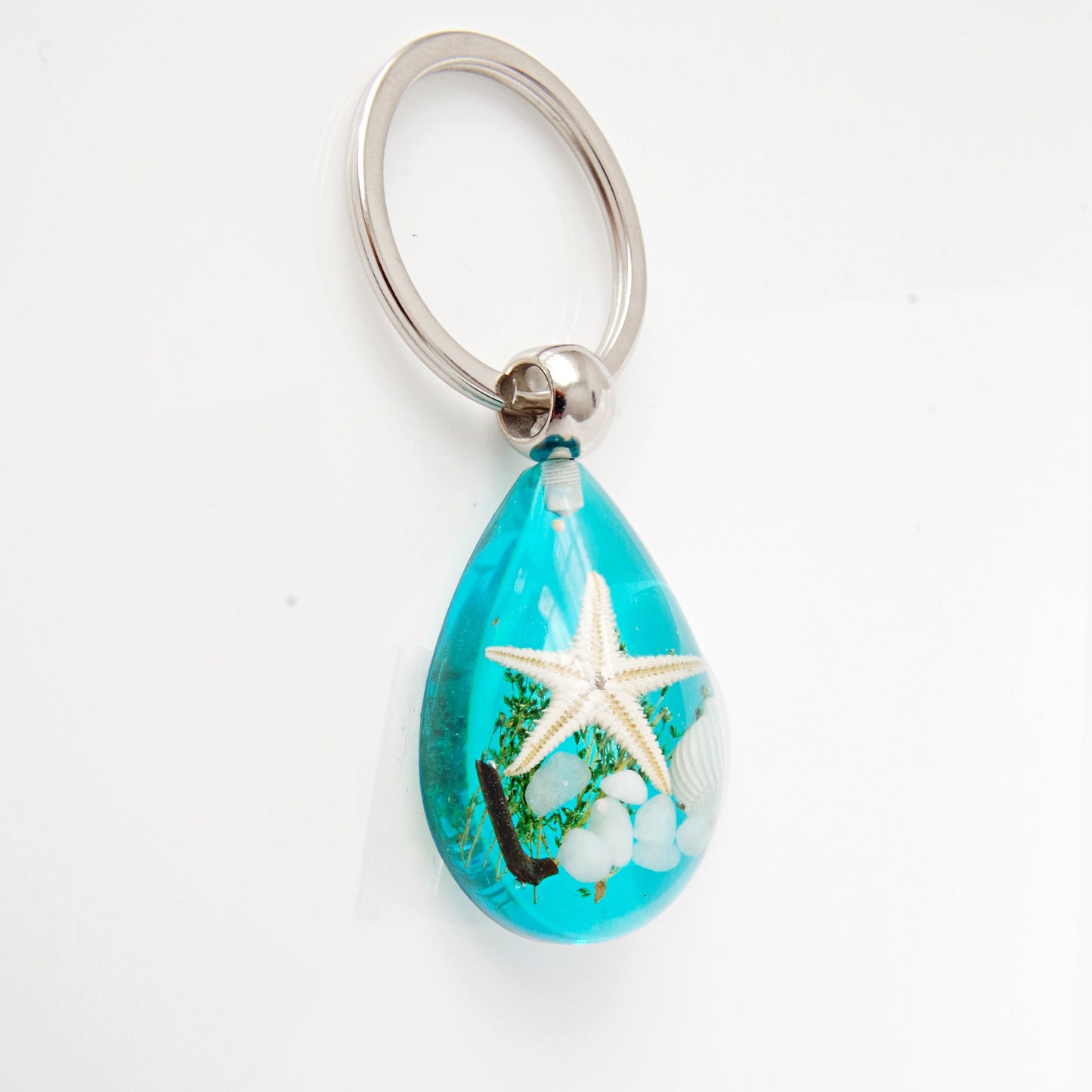 Keychain real starfish Sand and natural shells in resin Real plants Nature jewelry Gift for teacher Gift for girlfriend Gift for man