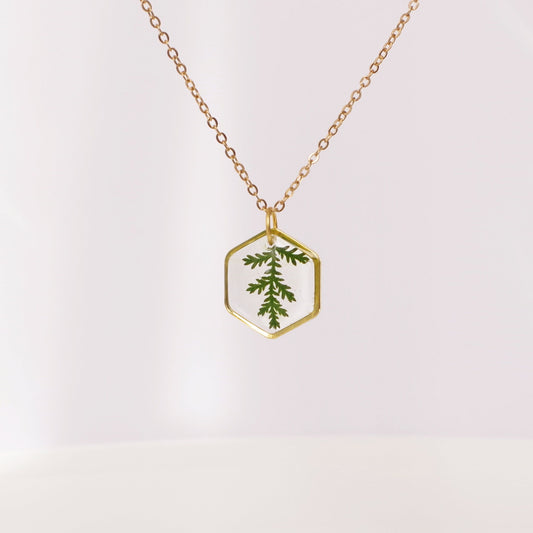 Necklace with real pressed fern leaf in resin Mothers day gift for mom Terrarium Jewelry Botanical Jewelry Gold necklace