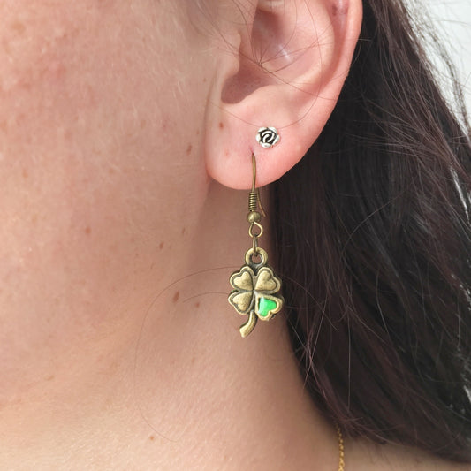 Shamrock earrings Good Lucky clover jewelry Four leaf clover jewelry St Patricks day gift for her Irish earrings