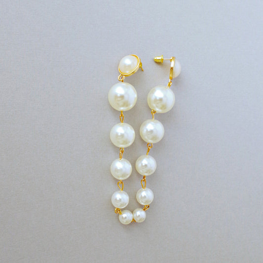 Long pearl drop earrings , Statement earrings,  Bridesmaid earrings,  Unique gifts , Graduated Pearl Cascade Earrings