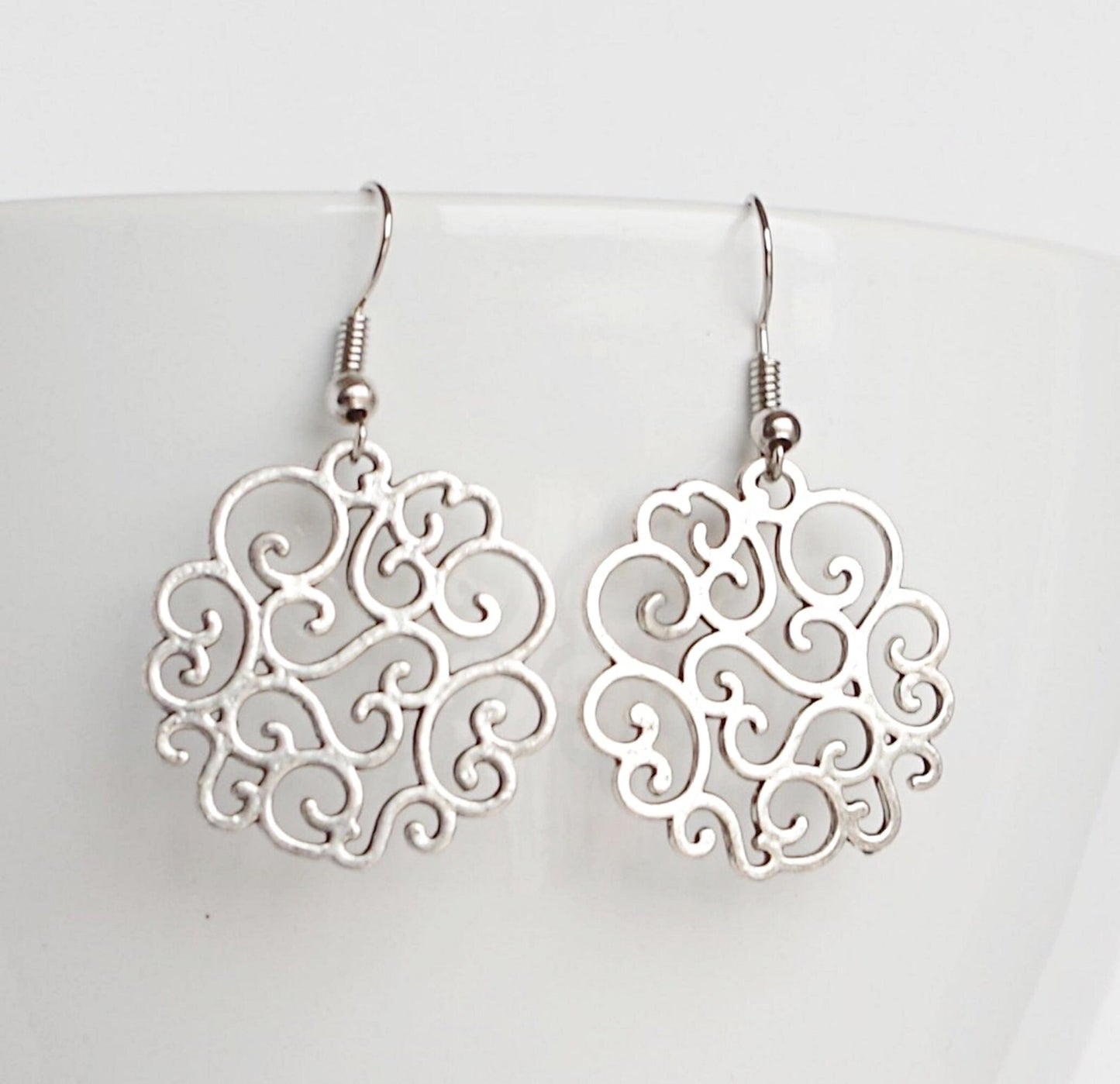 Filigree  Dangle Earrings , Lace jewelry, Boho Earrings , Christmas gifts for her  , girlfriend