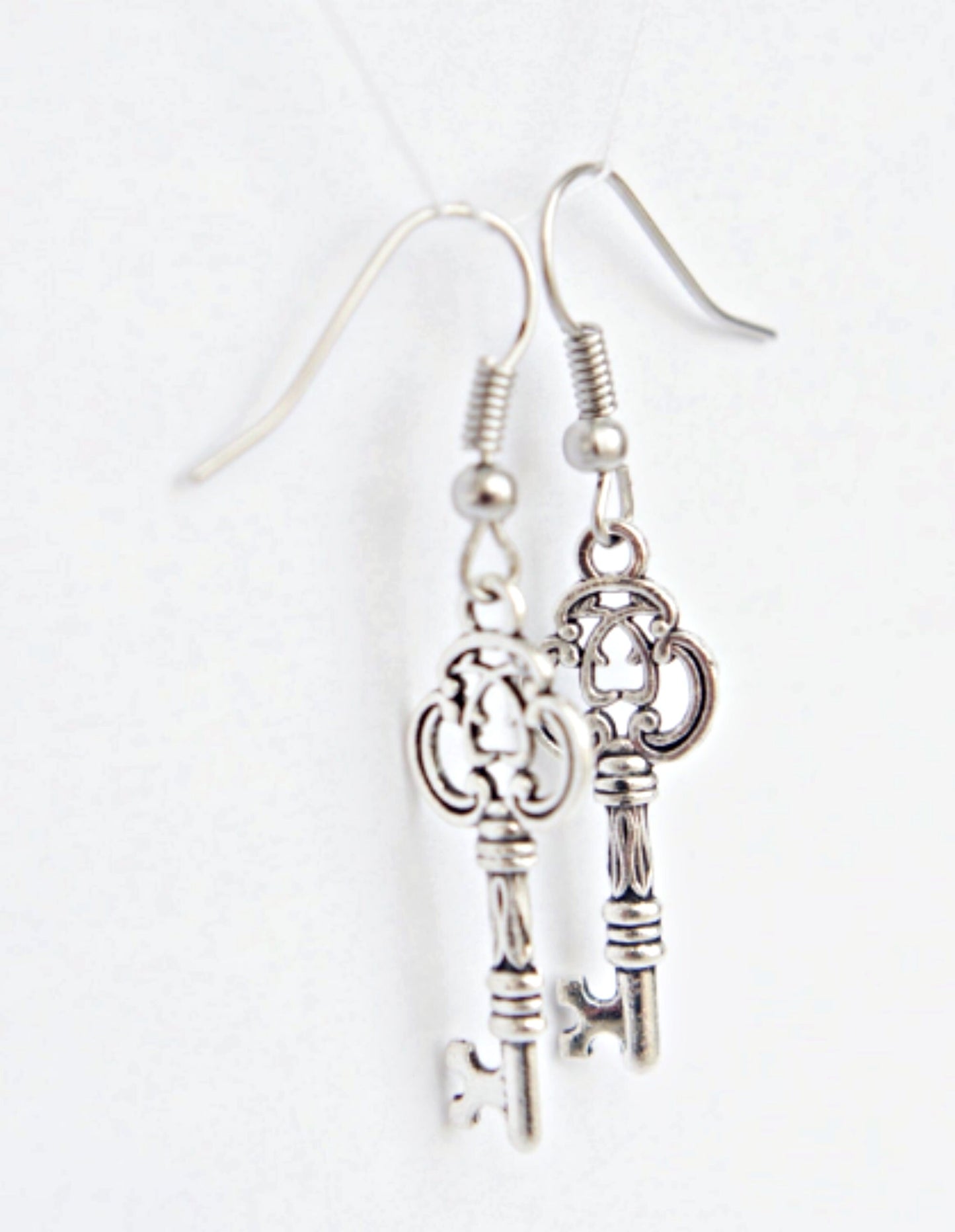 Key drop dangle earrings Skeleton key Jewelry Anniversary gift  her girlfriend