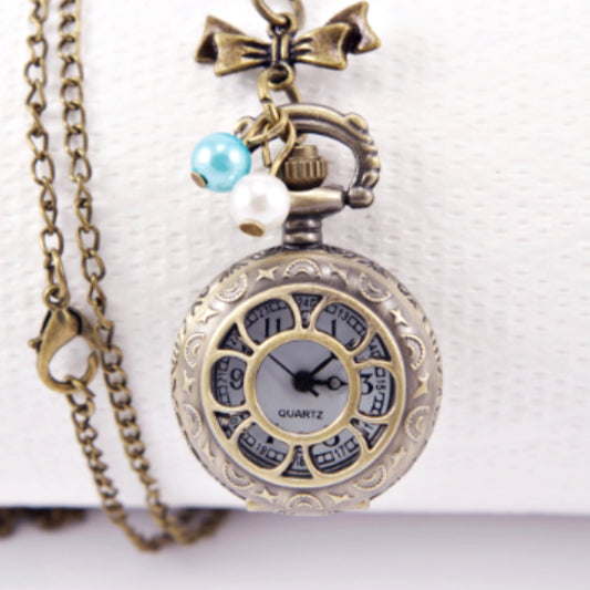 Pocket watch vintage necklace Antique bronze pocket watch chain Steampunk jewelry Personalized Pocket Watch Engraved Christmas gift for her