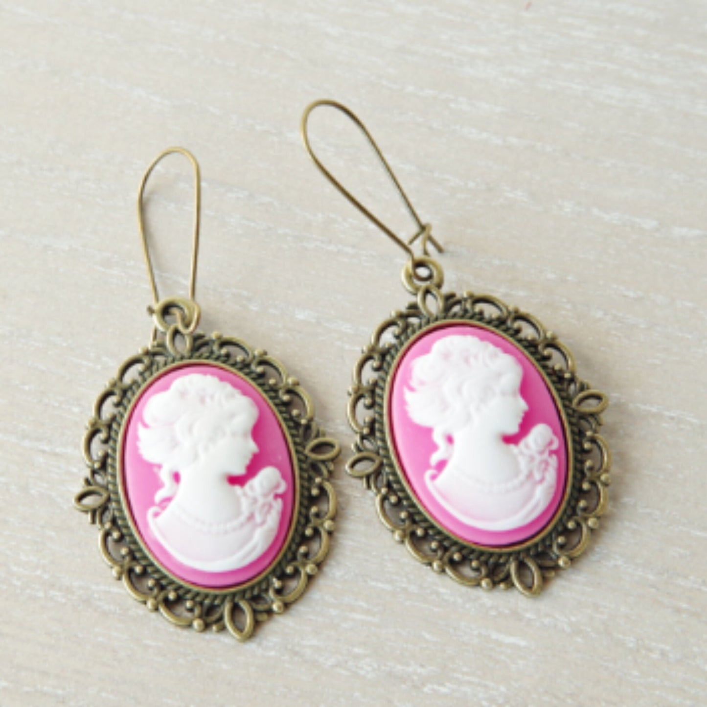 Pink Cameo Earrings Woman Portrait Cameo Jewelry Vintage earrings Lady Woman silhouette Cameo  Bridesmaid Gift for her Christmas gift