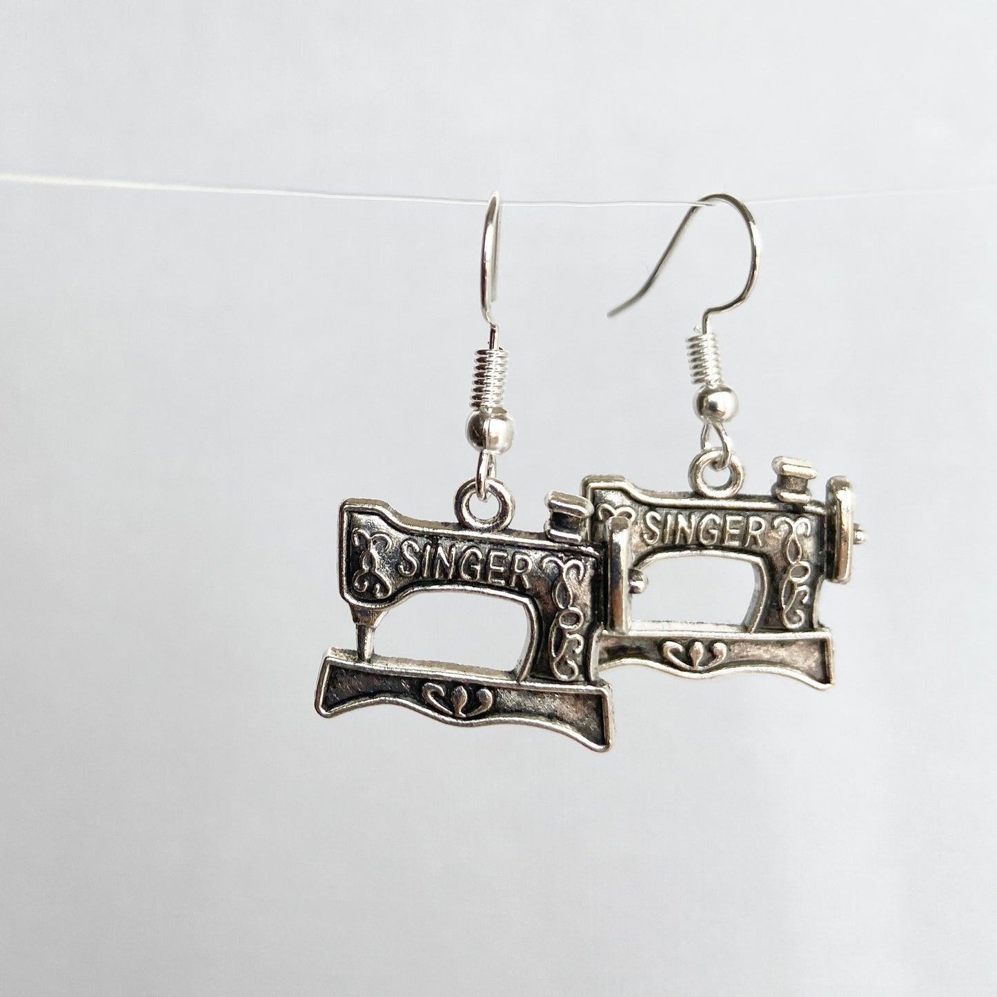 Sewing Machine Earrings Antique Silver Two Sided Sewing Jewelry Sewing Gifts  Seamstress Gifts for her Mothers day