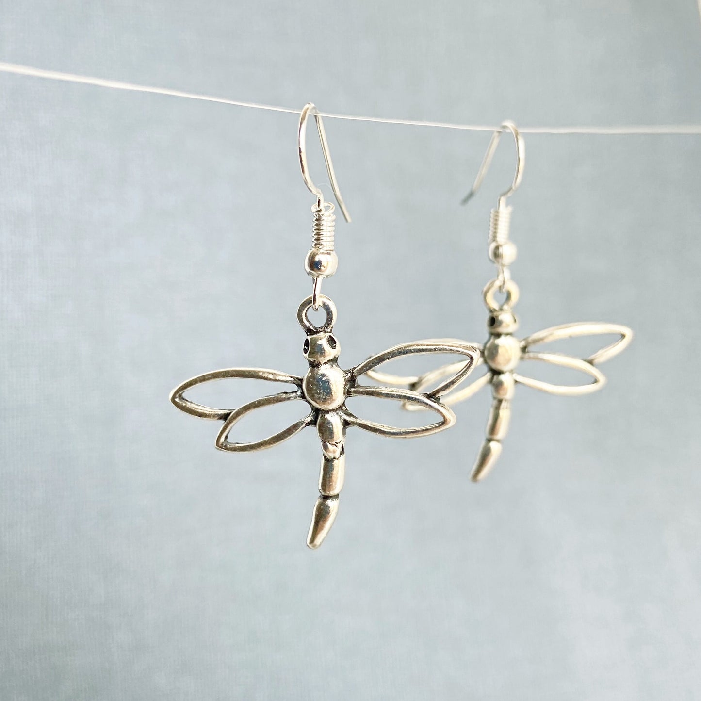 Dragonfly dangle earrings silver tone insect Statement Earrings Dragonfly jewelry Mothers day gift for women sister gift best friend