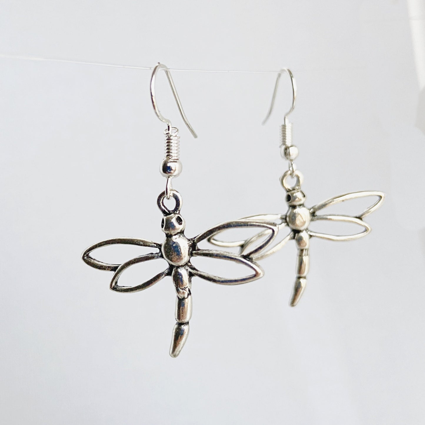 Dragonfly dangle earrings silver tone insect Statement Earrings Dragonfly jewelry Mothers day gift for women sister gift best friend