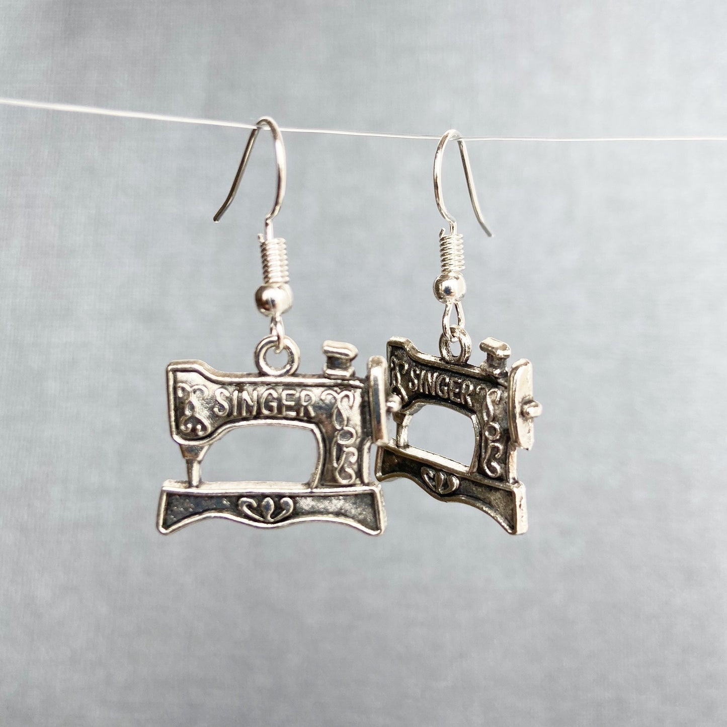 Sewing Machine Earrings Antique Silver Two Sided Sewing Jewelry Sewing Gifts  Seamstress Gifts for her Mothers day