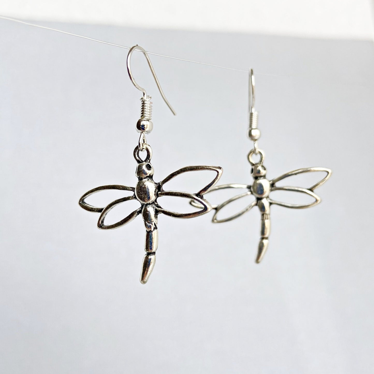 Dragonfly dangle earrings silver tone insect Statement Earrings Dragonfly jewelry Mothers day gift for women sister gift best friend