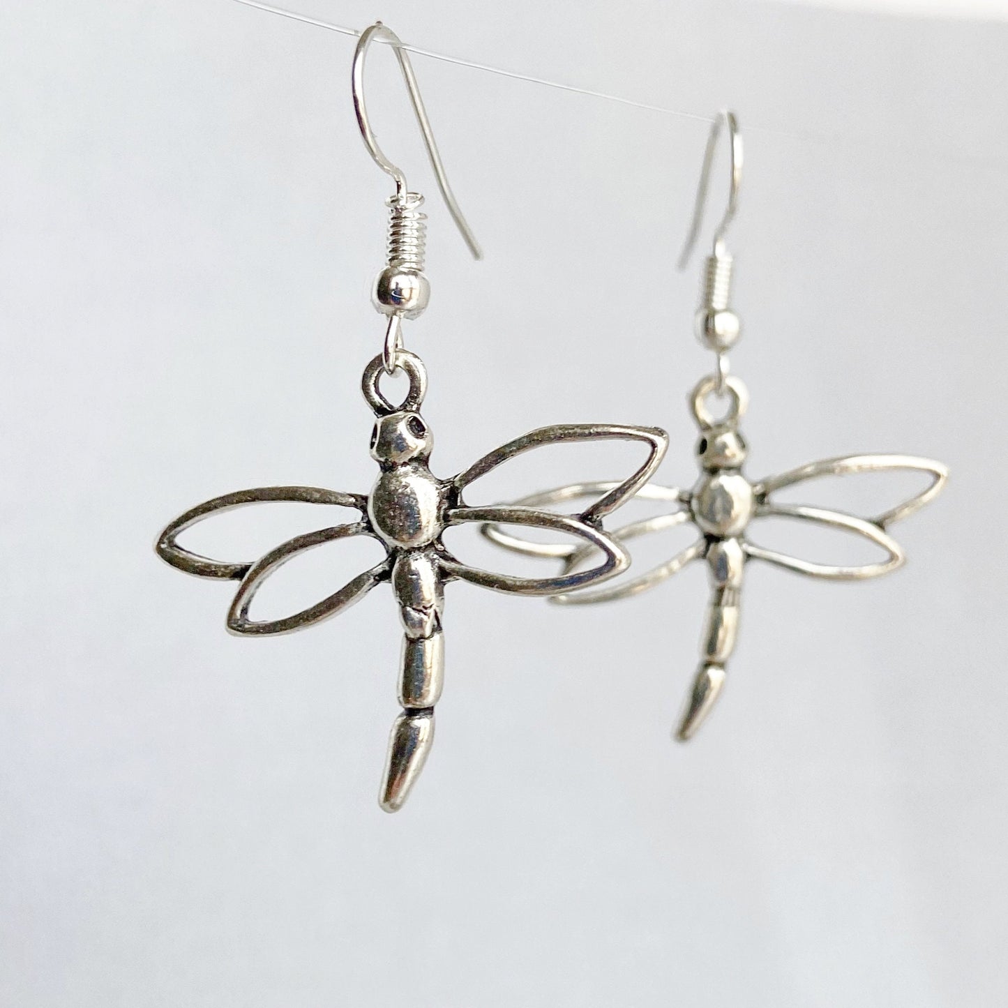 Dragonfly dangle earrings silver tone insect Statement Earrings Dragonfly jewelry Mothers day gift for women sister gift best friend