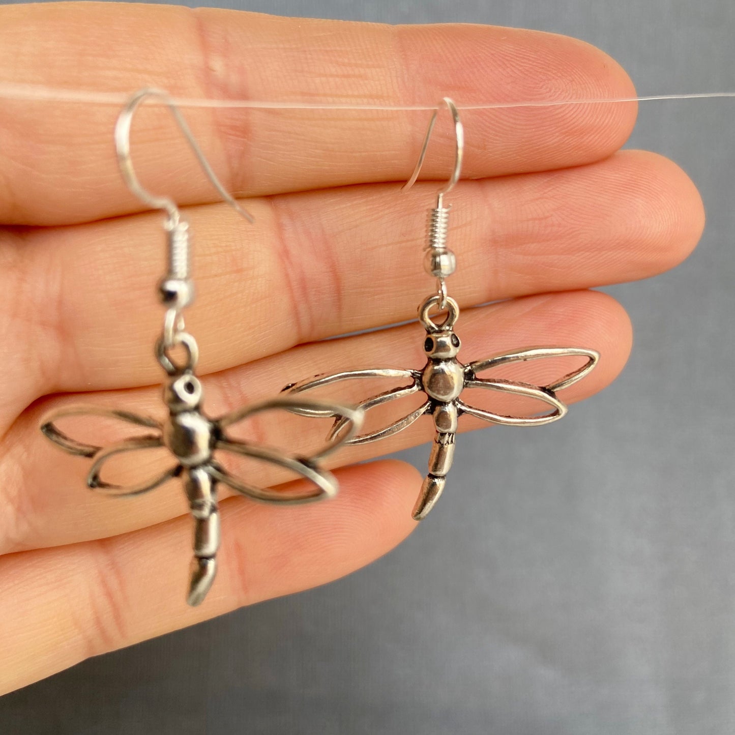 Dragonfly dangle earrings silver tone insect Statement Earrings Dragonfly jewelry Mothers day gift for women sister gift best friend