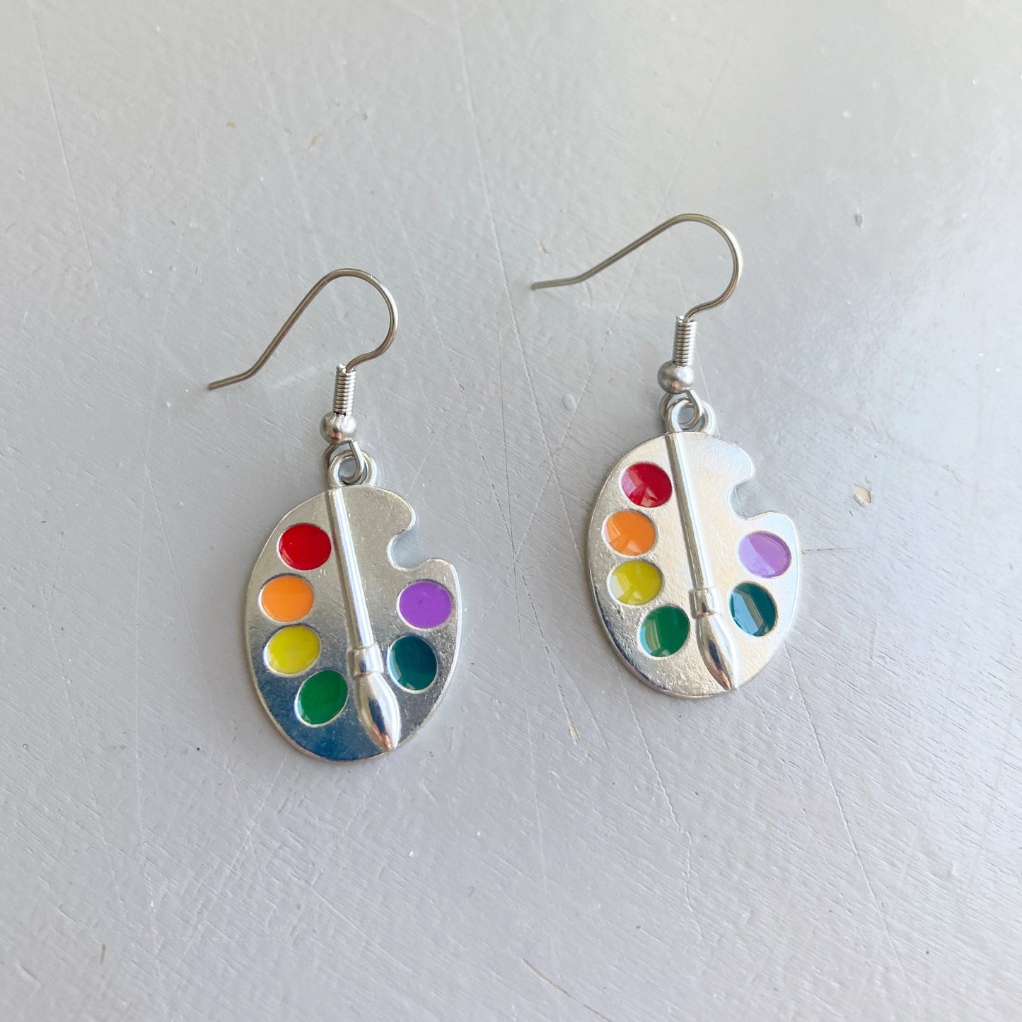 Paint palette earrings Artist charm earrings  Colorful paint jewelry Unique gift for artist Personalized gift for friends