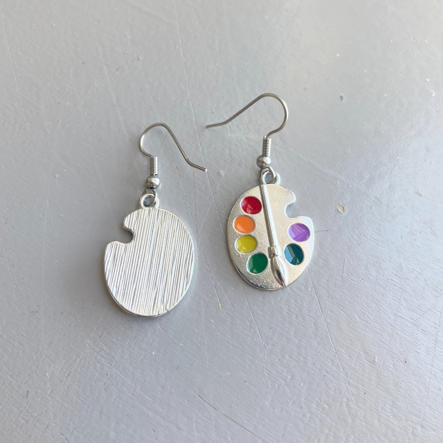 Paint palette earrings Artist charm earrings  Colorful paint jewelry Unique gift for artist Personalized gift for friends