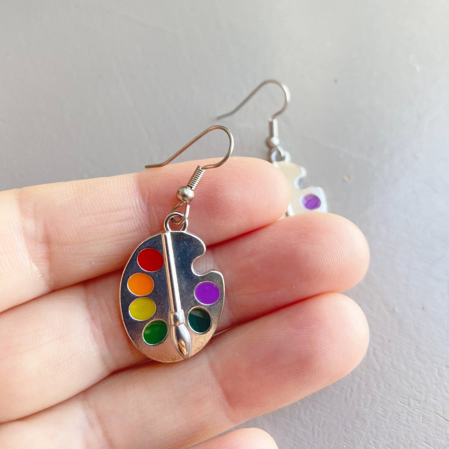 Paint palette earrings Artist charm earrings  Colorful paint jewelry Unique gift for artist Personalized gift for friends