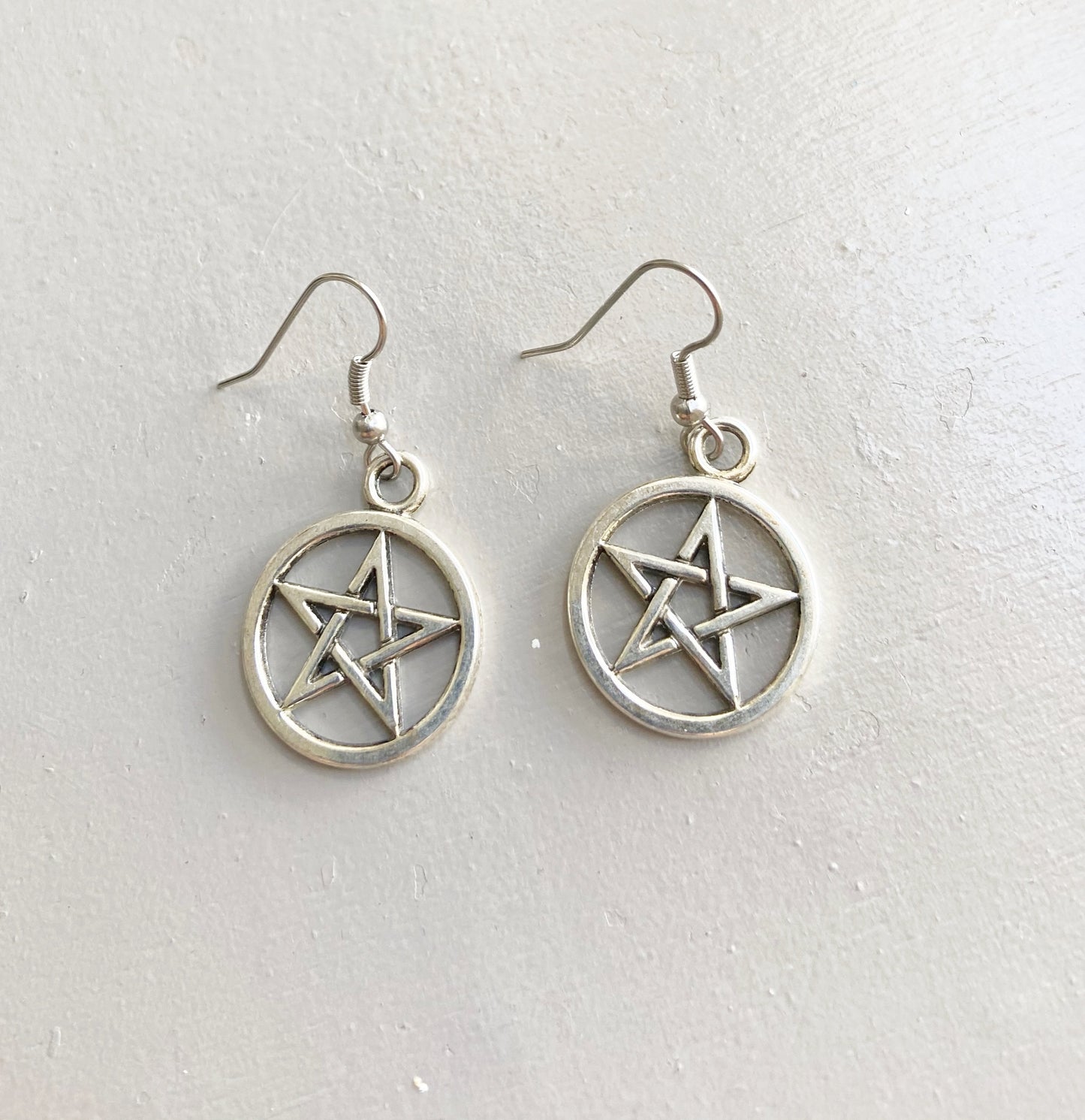 Pentacle charm earrings Pentagram jewelry Medieval Wiccan pendant  Halloween costume Gothic  gift pagan earrings