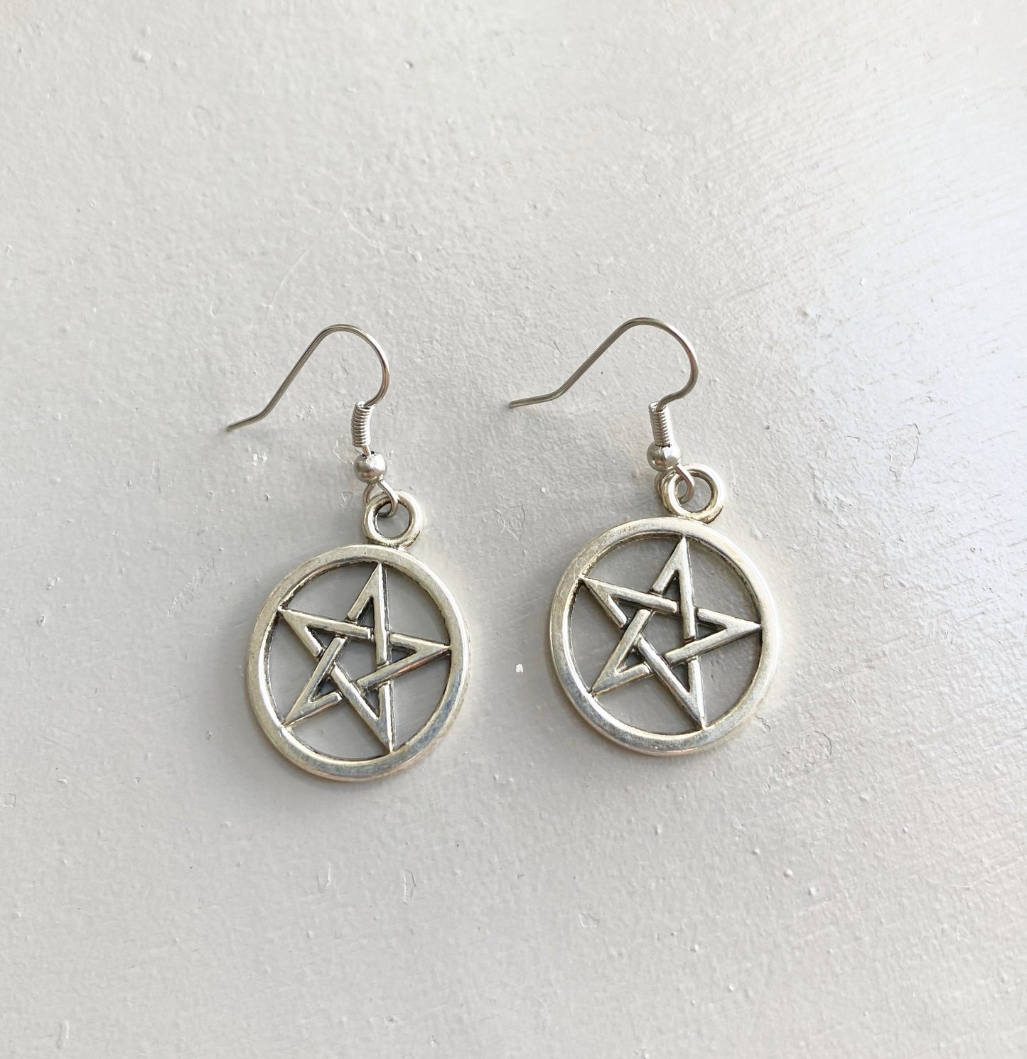 Pentacle charm earrings Pentagram jewelry Medieval Wiccan pendant  Halloween costume Gothic  gift pagan earrings