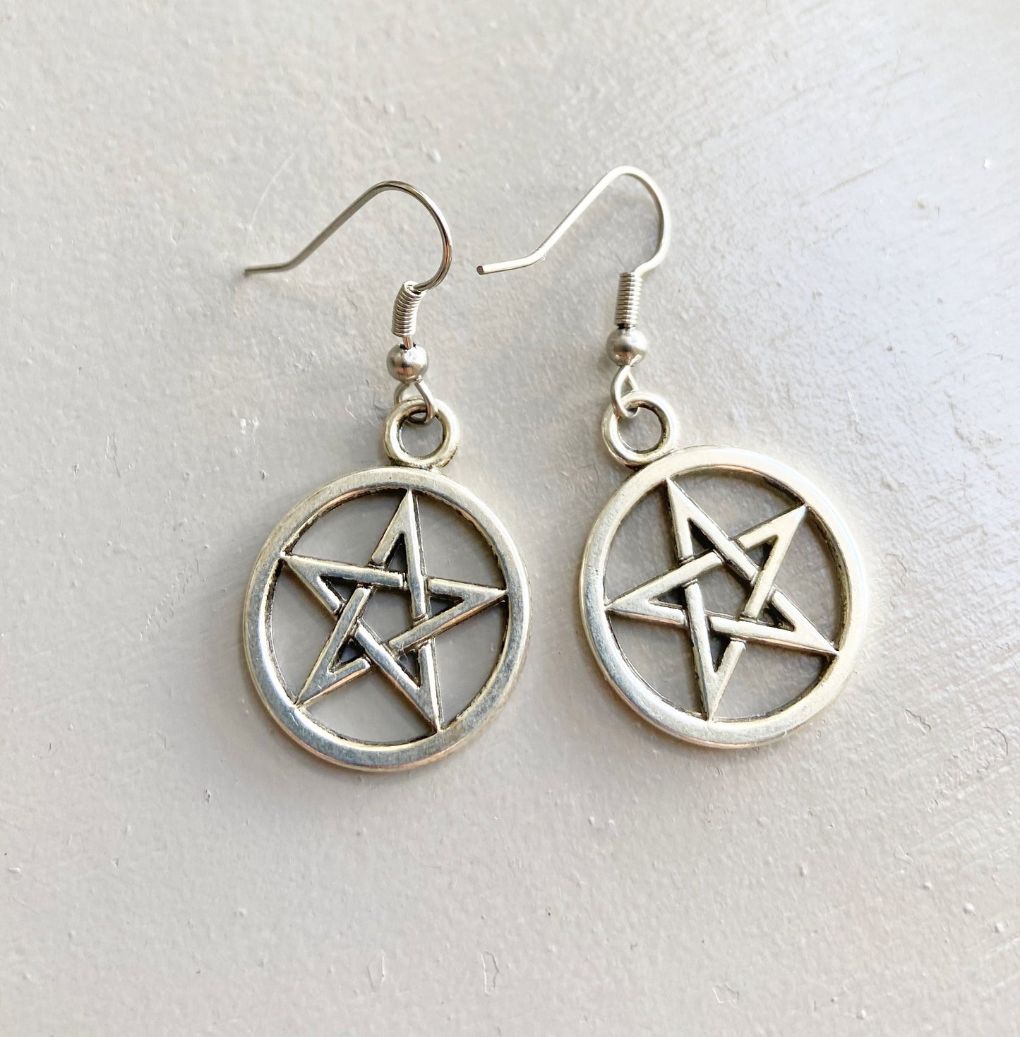 Pentacle charm earrings Pentagram jewelry Medieval Wiccan pendant  Halloween costume Gothic  gift pagan earrings