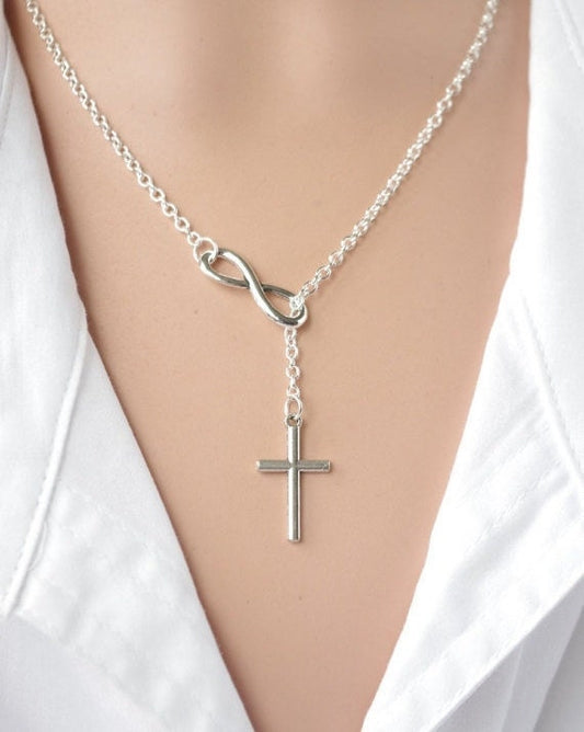 Cross Infinity Necklace Infinity Lariat Faith Forever NecklaceInfinity Cross Necklace Infinity Cross Lariat  Faith Forever