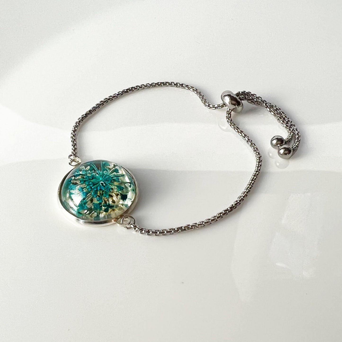 Real pressed flower bracelet for women flower turquoise in resin jewelry Handmade Mothers day gift for mom