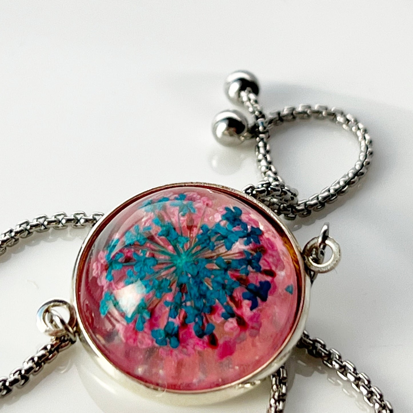 Flower turquoise in resin pink  bracelet Real pressed flower jewelry for women  Handmade Mothers day gift for mom