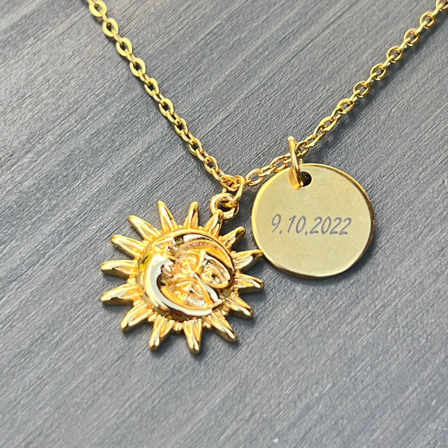 Small Moon and Sun necklace,Custom Name Necklace, Christmas Gift For Her, Personalized Jewelry,  Birthday Gift Ideas