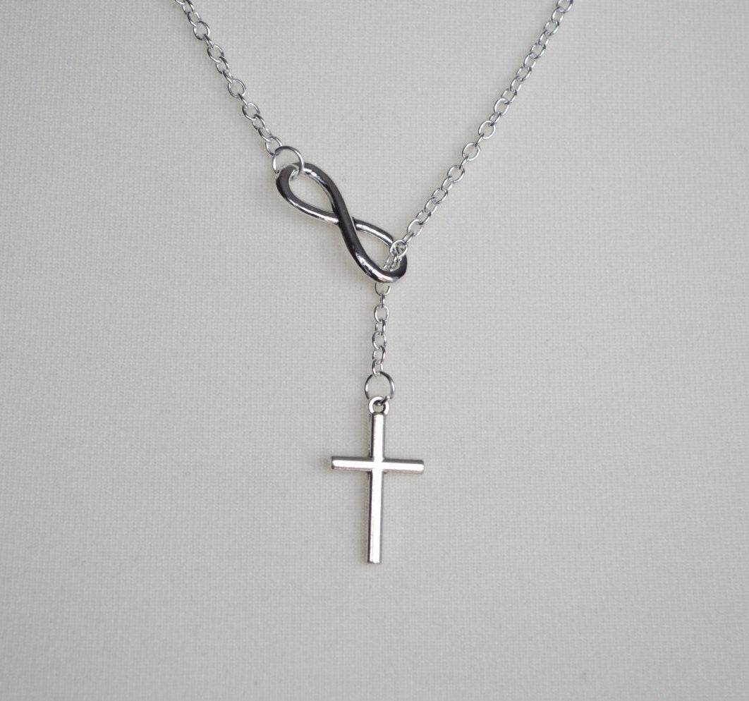 Cross Infinity Necklace Infinity Lariat Faith Forever NecklaceInfinity Cross Necklace Infinity Cross Lariat  Faith Forever