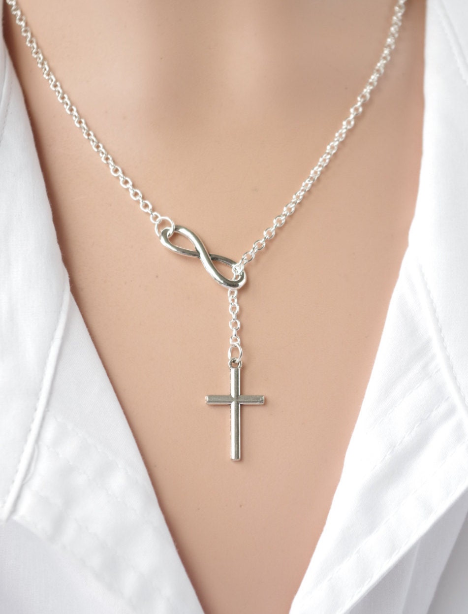 Cross Infinity Necklace Infinity Lariat Faith Forever NecklaceInfinity Cross Necklace Infinity Cross Lariat  Faith Forever