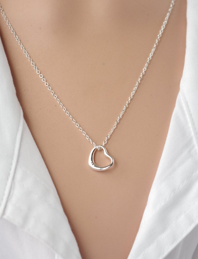 Silver heart necklace Tiny heart pendant Mothers day gift mom Bridesmaid gift for her Girlfriend gift Grandmother jewelry Dainty necklace