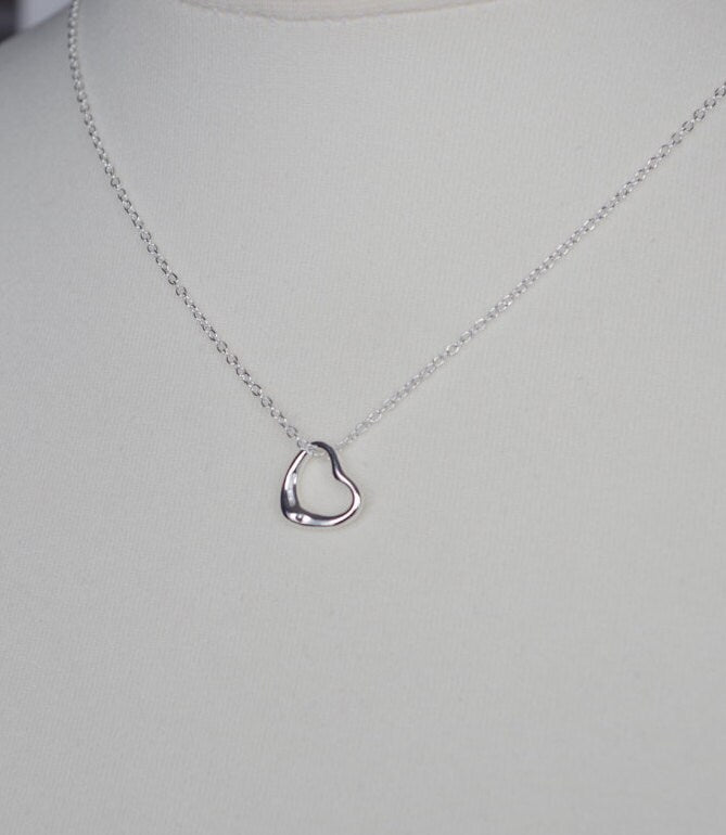 Silver heart necklace Tiny heart pendant Mothers day gift mom Bridesmaid gift for her Girlfriend gift Grandmother jewelry Dainty necklace