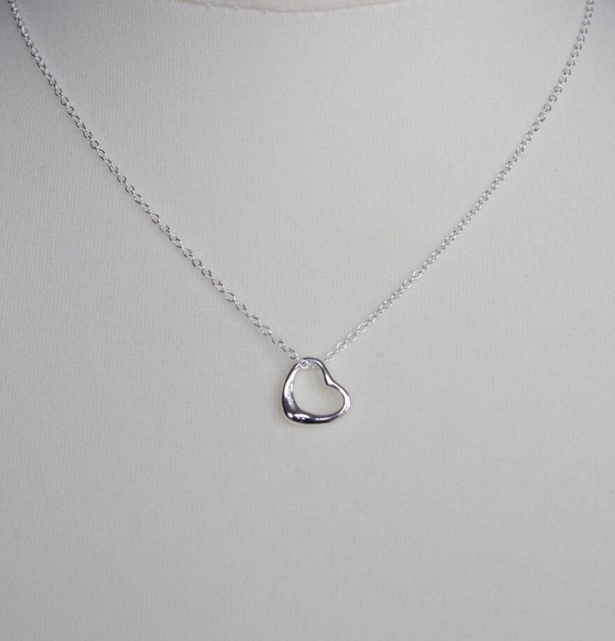 Silver heart necklace Tiny heart pendant Mothers day gift mom Bridesmaid gift for her Girlfriend gift Grandmother jewelry Dainty necklace