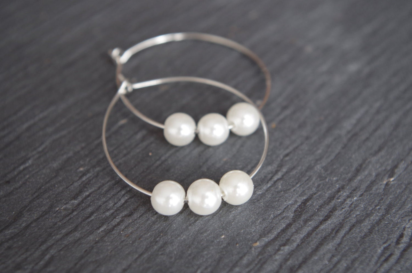 Pearls Hoop Earring Teardrop Hoops Gifts for Her White Pearls Hoop Earrings Large Hoop  Beaded Hoop Earrings Gift for her